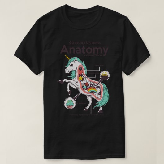 Anatomie eines Einhorns T-Shirt (Design vorne)