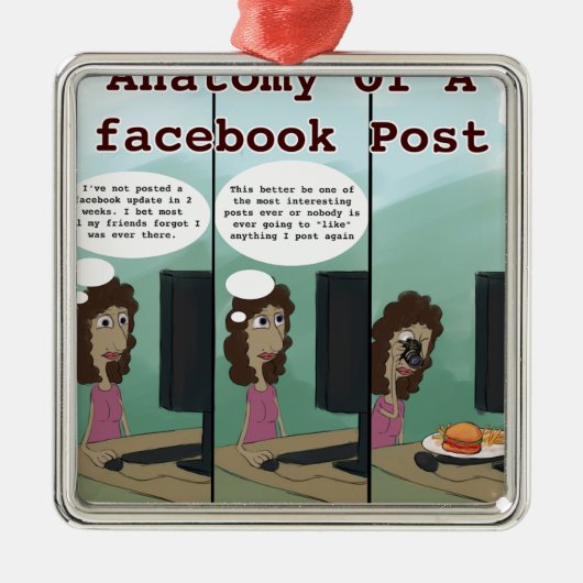 Anatomie eines Facebook Post Funny Silbernes Ornament (Vorne)