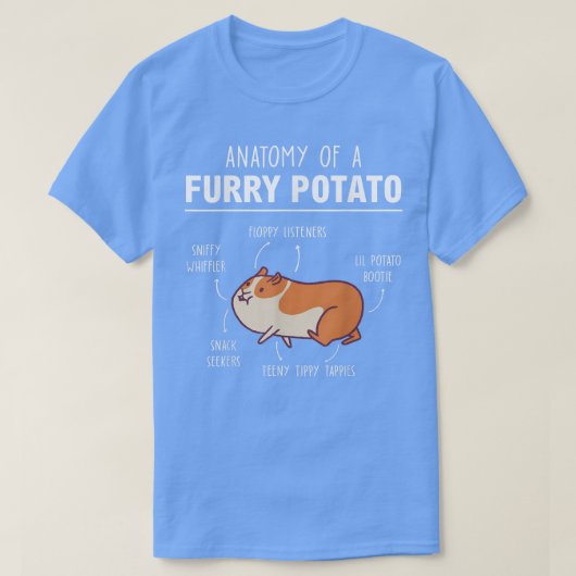 Anatomie eines Furry Potato Outfits für Guinea T-Shirt (Design vorne)