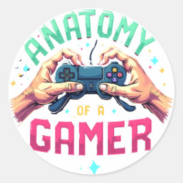 Anatomie eines Gamer-Aufklebers - Retro-Gamer-T-Sh Runder Aufkleber