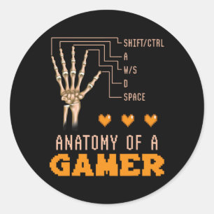 Anatomie eines Gamer-Bone-Gamers Gamblin Runder Aufkleber