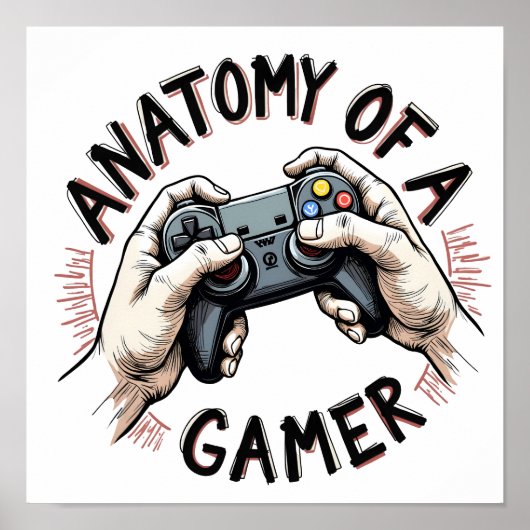 Anatomie eines Gamer-Retro-Gamer-T-Shirts für Vide Poster (Vorne)