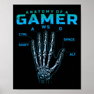 Anatomie eines Gamer-Shirts Skeletton-Handvideospi Poster