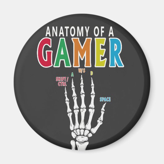 Anatomie eines Gamer Skeleton Hand Funny Magnet (Vorne)