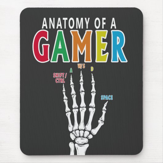 Anatomie eines Gamer Skeleton Hand Funny Mouse Pad Mousepad (Vorne)