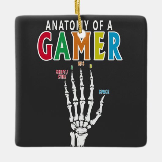 Anatomie eines Gamer Skeleton Hand Funny Ornament (Vorderseite)