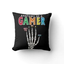 Anatomie eines Gamer Skeleton Hand Funny Pillow