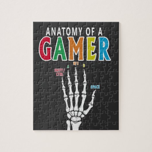 Anatomie eines Gamer Skeleton Hand Funny Puzzle (Vertikal)
