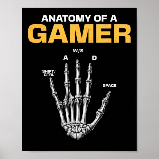 Anatomie eines Gamer Skeleton Hand Funny Video Gam Poster (Vorne)