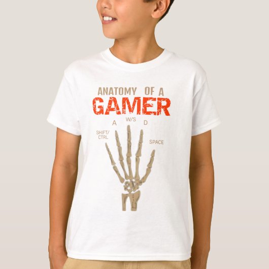 Anatomie eines Gamer Skeleton Hand Keyboard T - Sh T-Shirt (Vorderseite)