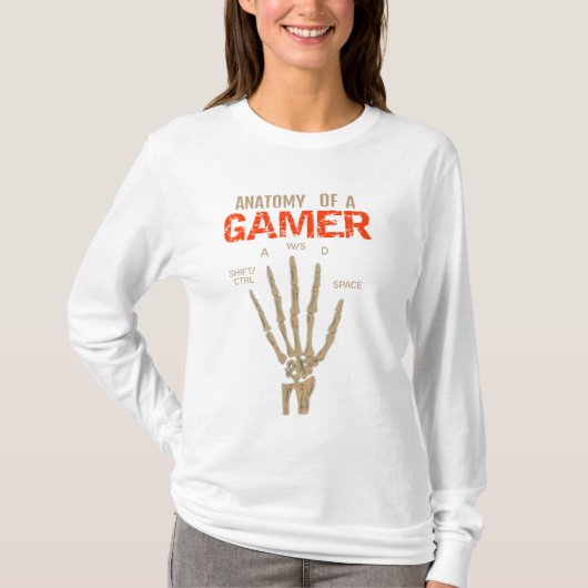 Anatomie eines Gamer Skeleton Hand Keyboard T - Sh T-Shirt (Vorderseite)