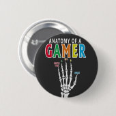 Anatomie eines Gamer Skeletons Hand Funny Button (Vorne & Hinten)
