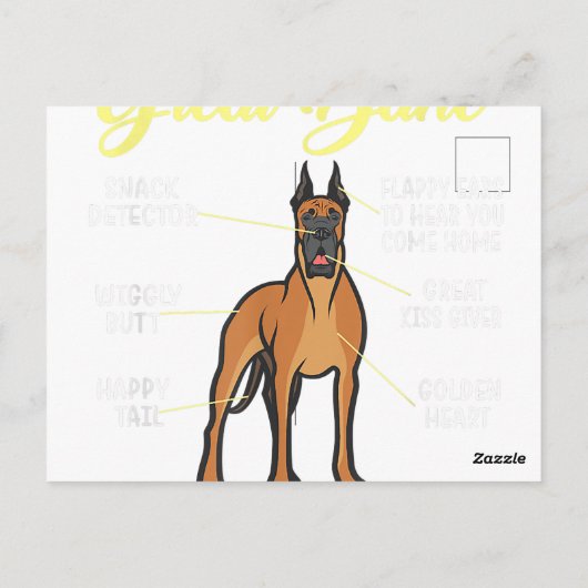 Anatomie eines großartigen Dänen-Hundes Postkarte (Rückseite)