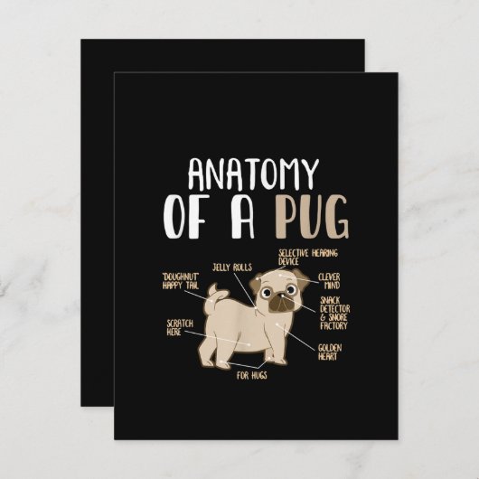 Anatomie eines Hundebüts eines Mops Dankeskarte (Vorne/Hinten)