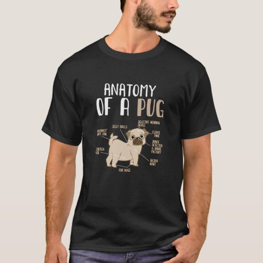 Anatomie eines Hundebüts eines Mops T-Shirt (Vorderseite)