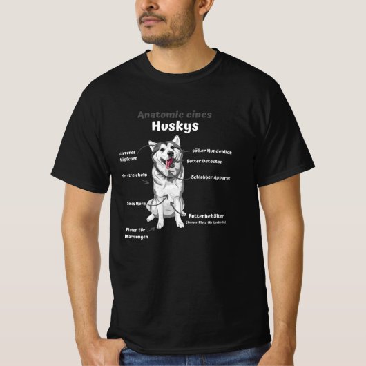 Anatomie eines Husky Niedlich Hunde Funny Puppy T-Shirt (Vorderseite)