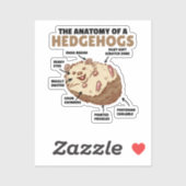 Anatomie eines Igels im niedlichen Igel Aufkleber (Blatt)