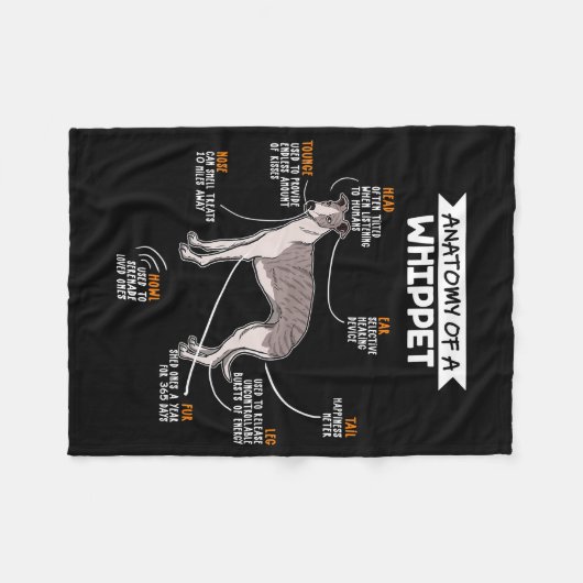 Anatomie eines lustigen Hundefels Fleecedecke (Vorderseite (Horizontal))