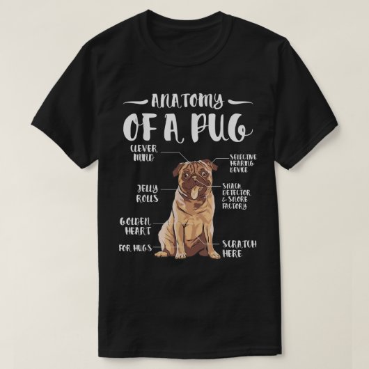 Anatomie eines Mops für Mops-Hundebesitzer oder Zü T-Shirt (Design vorne)