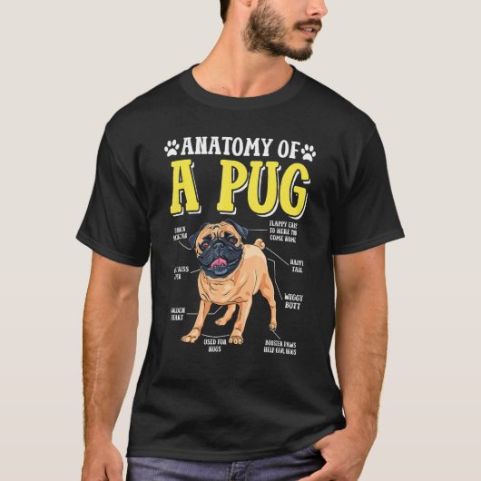 Anatomie eines Mops-Hundes Hund T-Shirt (Vorderseite)