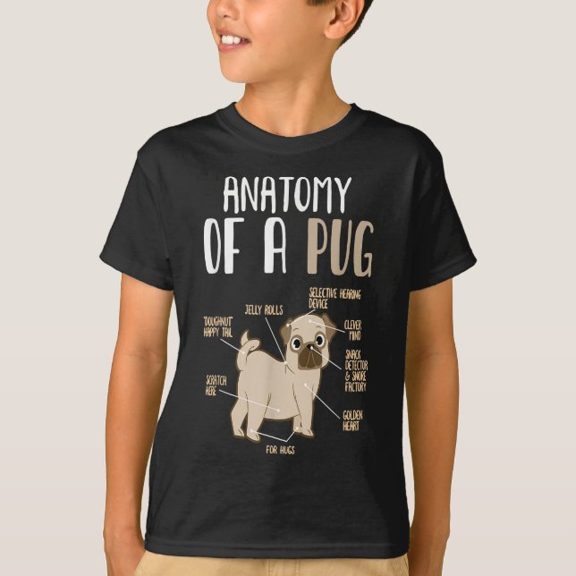 Anatomie eines Mops Rasse Hunde Hund Lover T - Shi T-Shirt (Vorderseite)