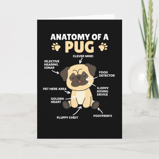 Anatomie eines Mops süße Hunde Funny Puppy Karte (Vorderseite)