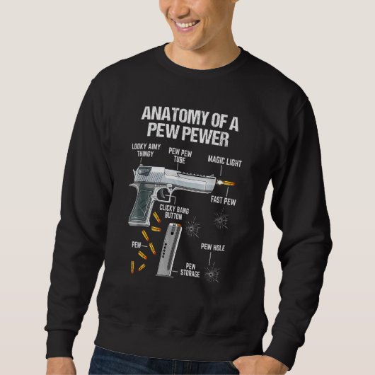 Anatomie eines Pew Pewer Ammo Gun Amendment Meme Sweatshirt (Vorderseite)