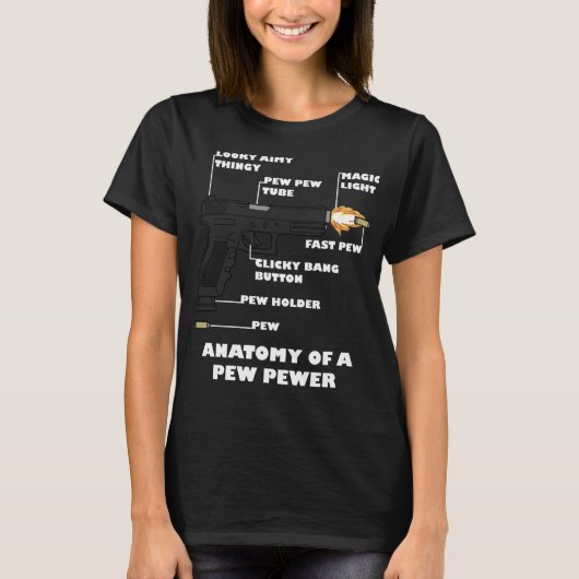 Anatomie eines Pew Pewer Funny 2. Änderung Gun Lov T-Shirt (Vorderseite)
