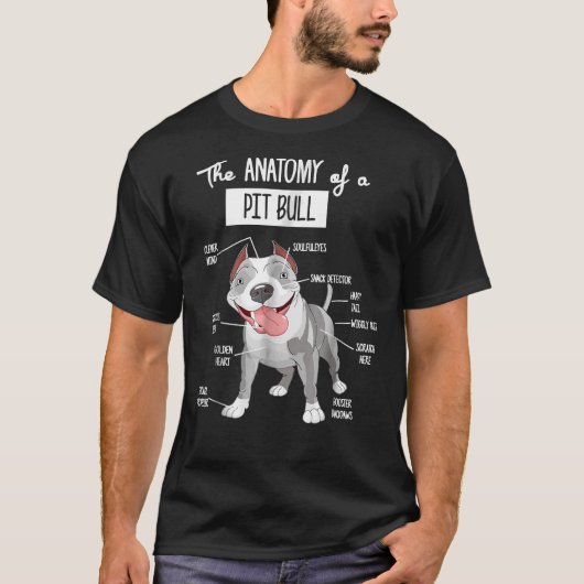 Anatomie eines Pitbullenhundes T-Shirt (Vorderseite)