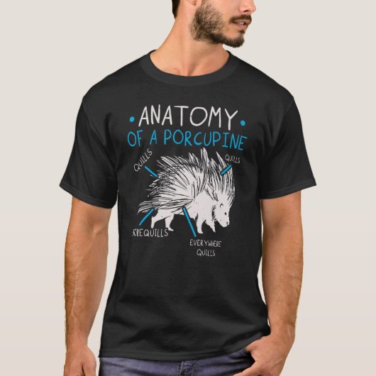 Anatomie eines Porcupine-Prickly-Nagetier-Porcu T-Shirt (Vorderseite)