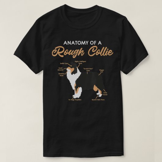 Anatomie eines rauen Collie Funny Dog Welpengesche T-Shirt (Design vorne)