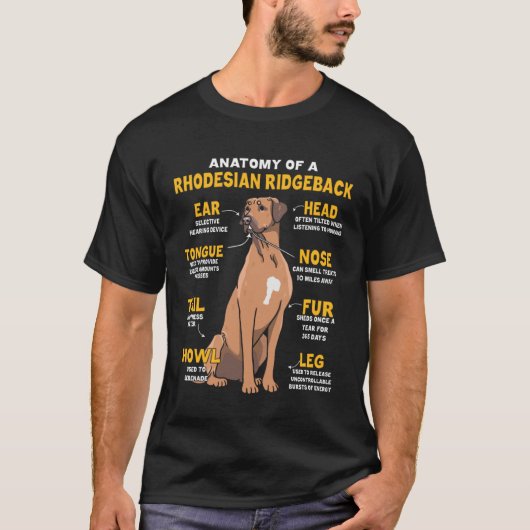 Anatomie eines rhodesischen Ridgebacks für Hunde T-Shirt (Vorderseite)