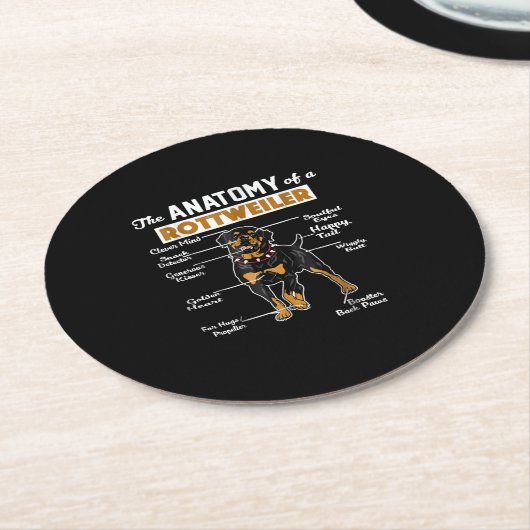 Anatomie eines Rottweilers Runder Pappuntersetzer (Angewinkelt)