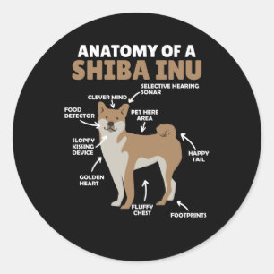 Anatomie eines schiitischen Inu-Hundes-Funny-Welpe Runder Aufkleber