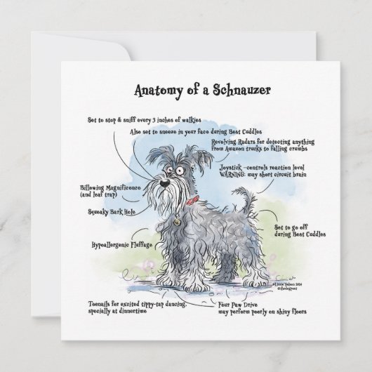 Anatomie eines Schnauzer Funny Notecard Mitteilungskarte (Vorderseite)