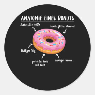 Anatomie eines süßen Donuts köstliche Donut Runder Aufkleber