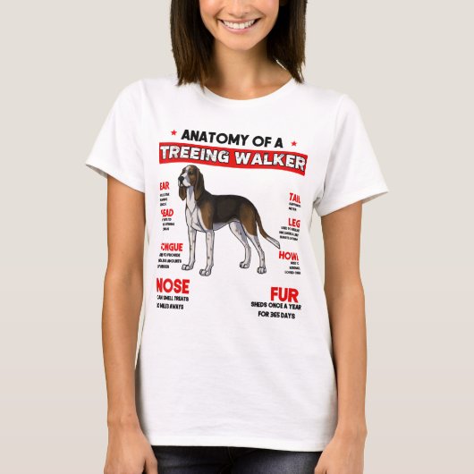 Anatomie eines Treeing Walker Coonhound Hund T-Shi T-Shirt (Vorderseite)