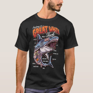 Anatomie eines Weißen Haifisches Hai Lehrreich T-Shirt