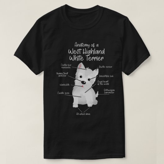 Anatomie eines West Highland White Terrier | Westi T-Shirt (Design vorne)