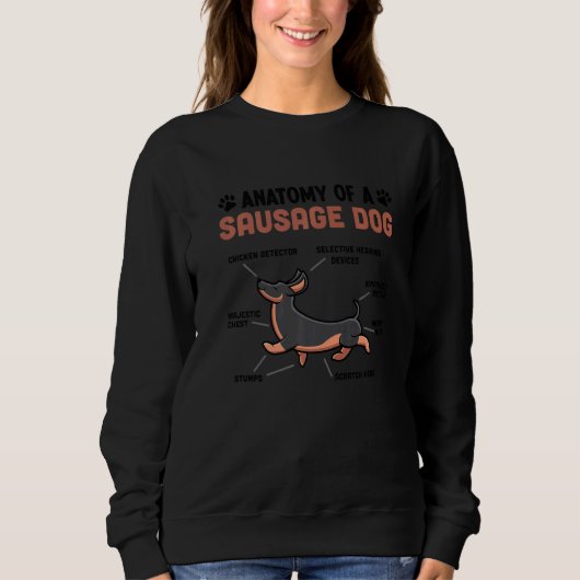 Anatomie eines Wursthundes Dackel Sweatshirt (Vorderseite)