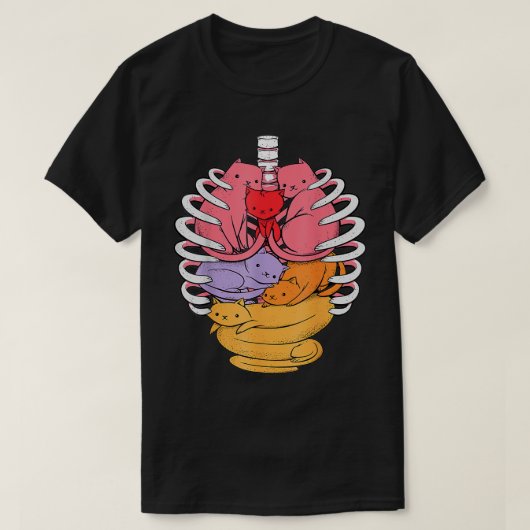Anatomie Inspiriert Katzenorganismen mit Rippenkäf T-Shirt (Design vorne)