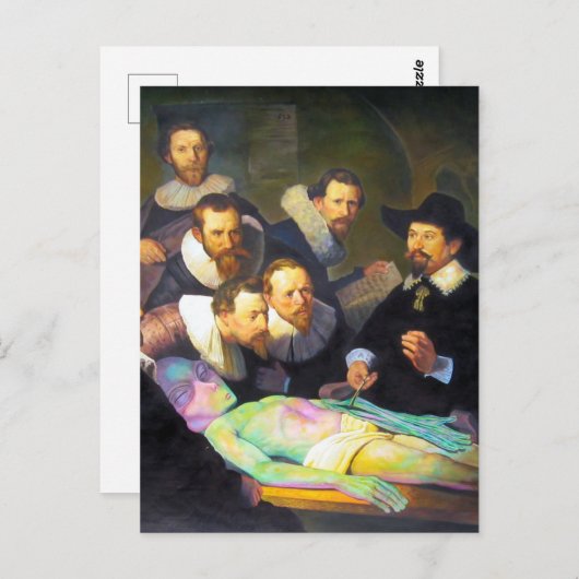 Anatomie-Lektion mit Alien, die vertikale Gestaltu Postkarte (Vorne/Hinten)