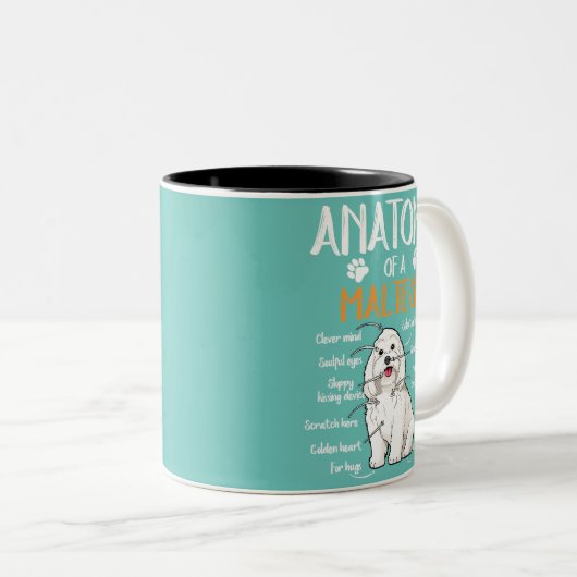 Anatomie Maltese Hundeliebhaber Zweifarbige Tasse (VorderseiteRechts)
