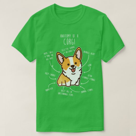 Anatomie von Corgi Dog T-Shirt (Design vorne)