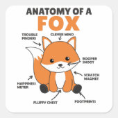 Anatomie von Fox Quadratischer Aufkleber (Vorderseite)
