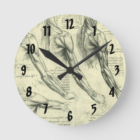 Anatomie von Leonardo da Vinci Runde Wanduhr (Vorderseite)