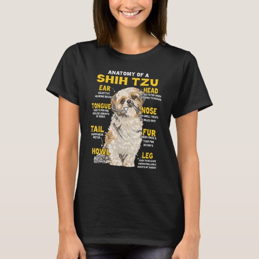 Anatomie von Shih Tzu Funny Dog Lover T-Shirt (Vorderseite)