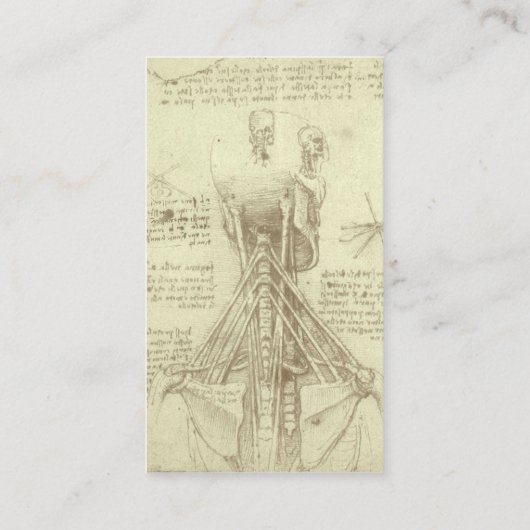Anatomie Zeichnung der Wirbelsäule Leonardo da Vin Visitenkarte (Rückseite)