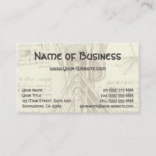 Anatomie Zeichnung der Wirbelsäule Leonardo da Vin Visitenkarte (Vorderseite)