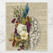 Anatomieplakat für das Blumengehirn Weinetikett (Einzelnes Label)